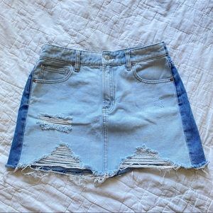 pacsun la hearts two tone denim skirt